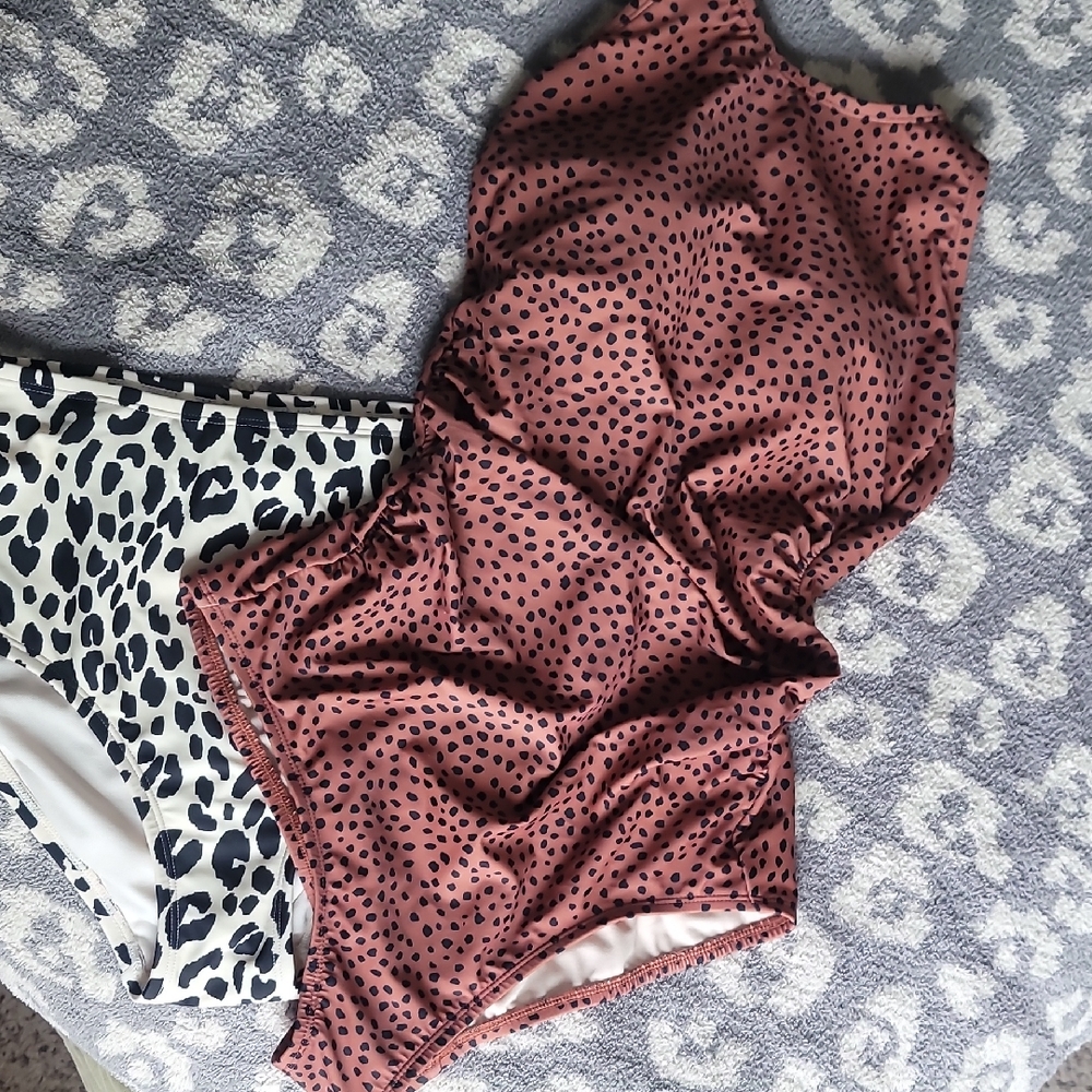 Kona Sol Pink and Black One-Piece Swimsuit